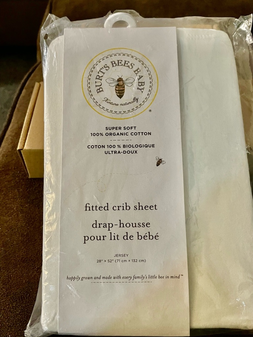 Burt's Bees Baby White Fitted Crib Sheet - Organic Jersey